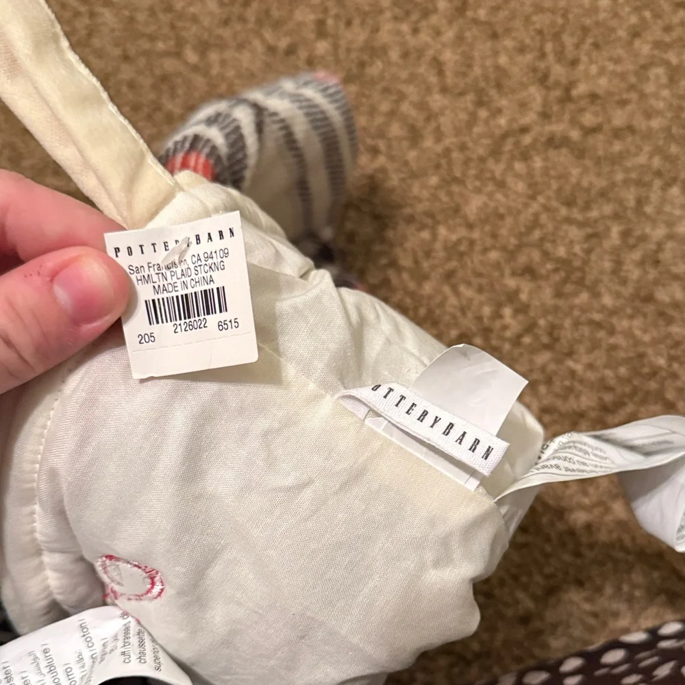 Pottery Barn Red and Cream Plaid Stocking